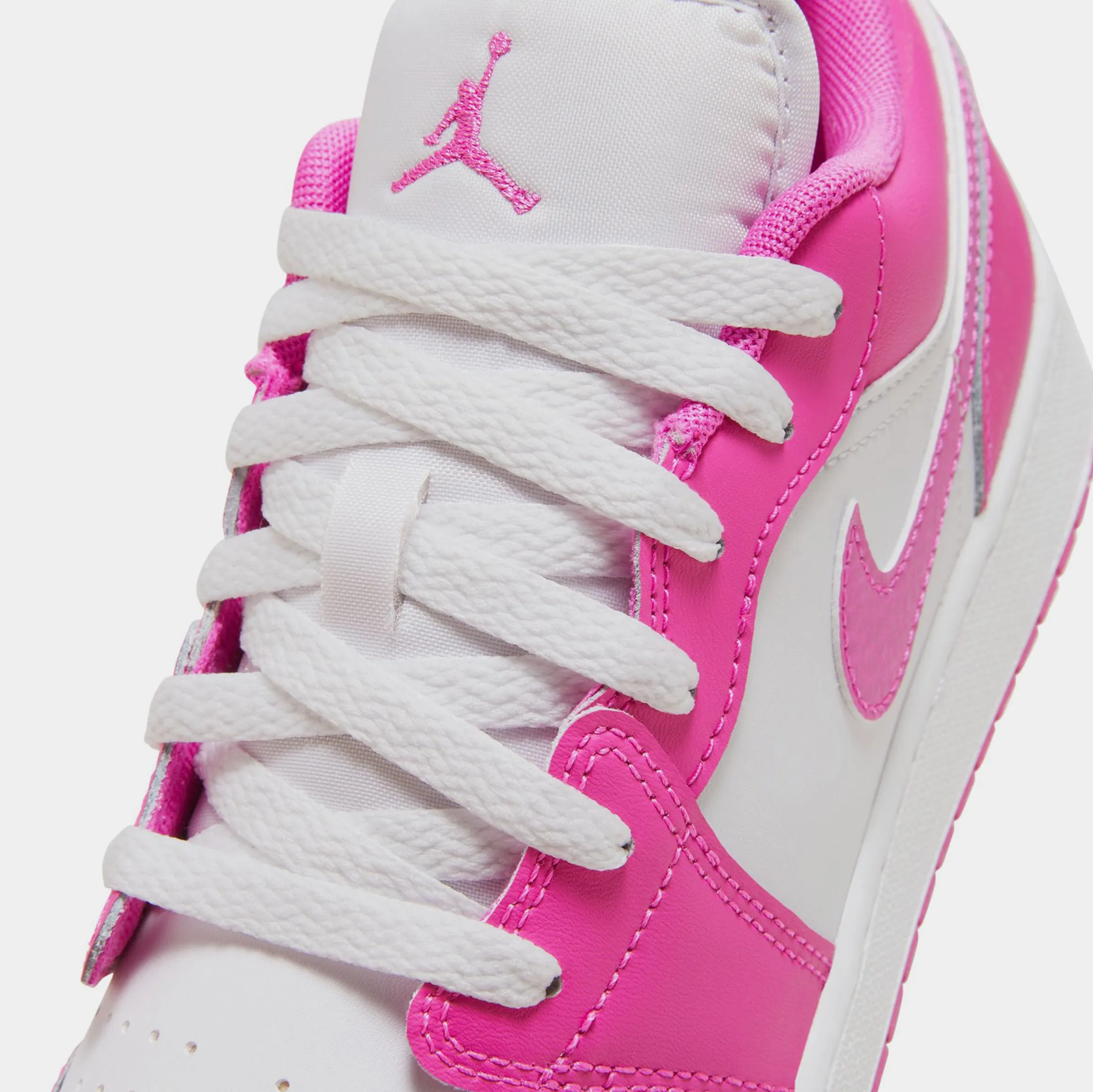 Air Jordan 1 Retro Low Grade School Lifestyle Shoes (Fire Pink/Iris/White)