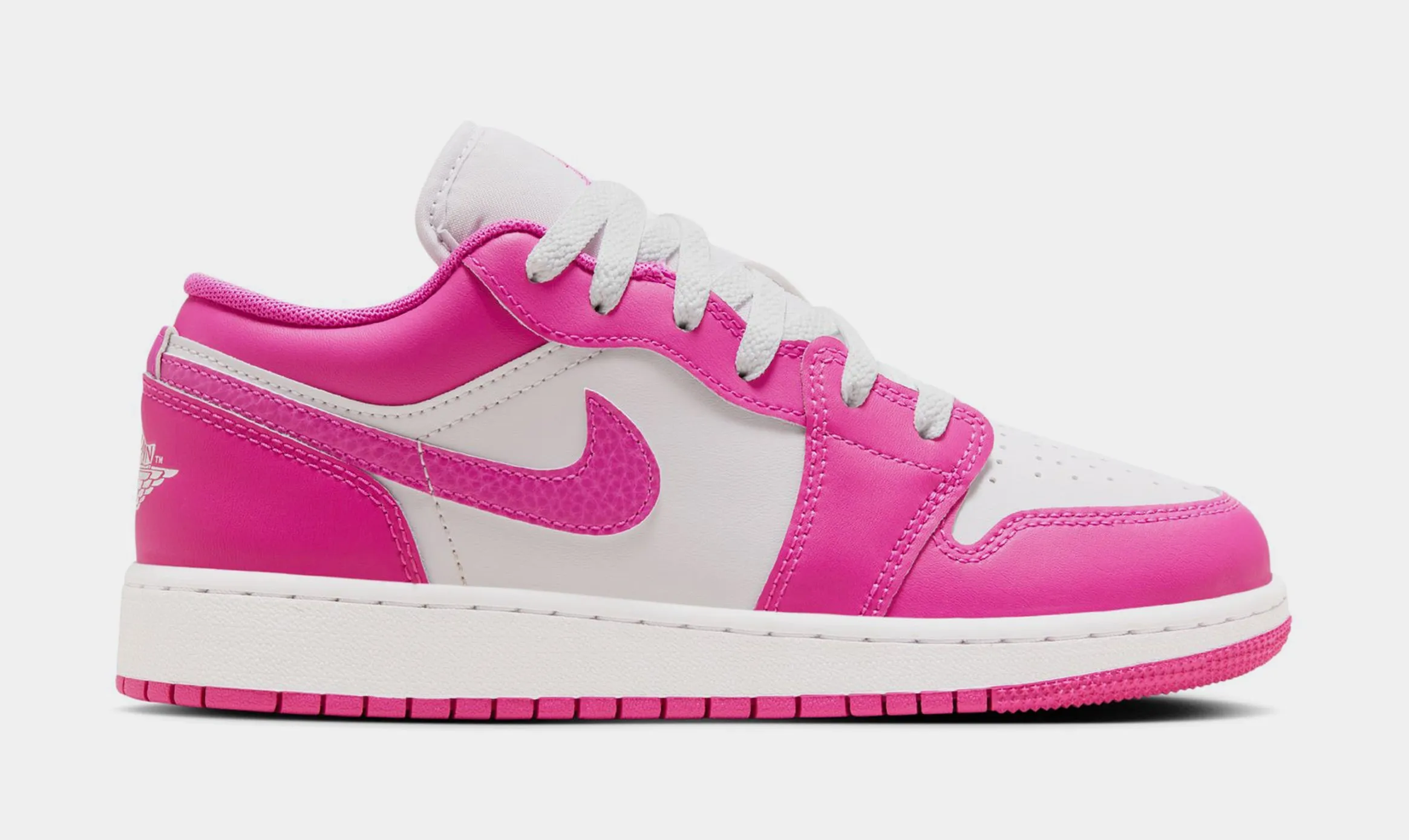 Air Jordan 1 Retro Low Grade School Lifestyle Shoes (Fire Pink/Iris/White)