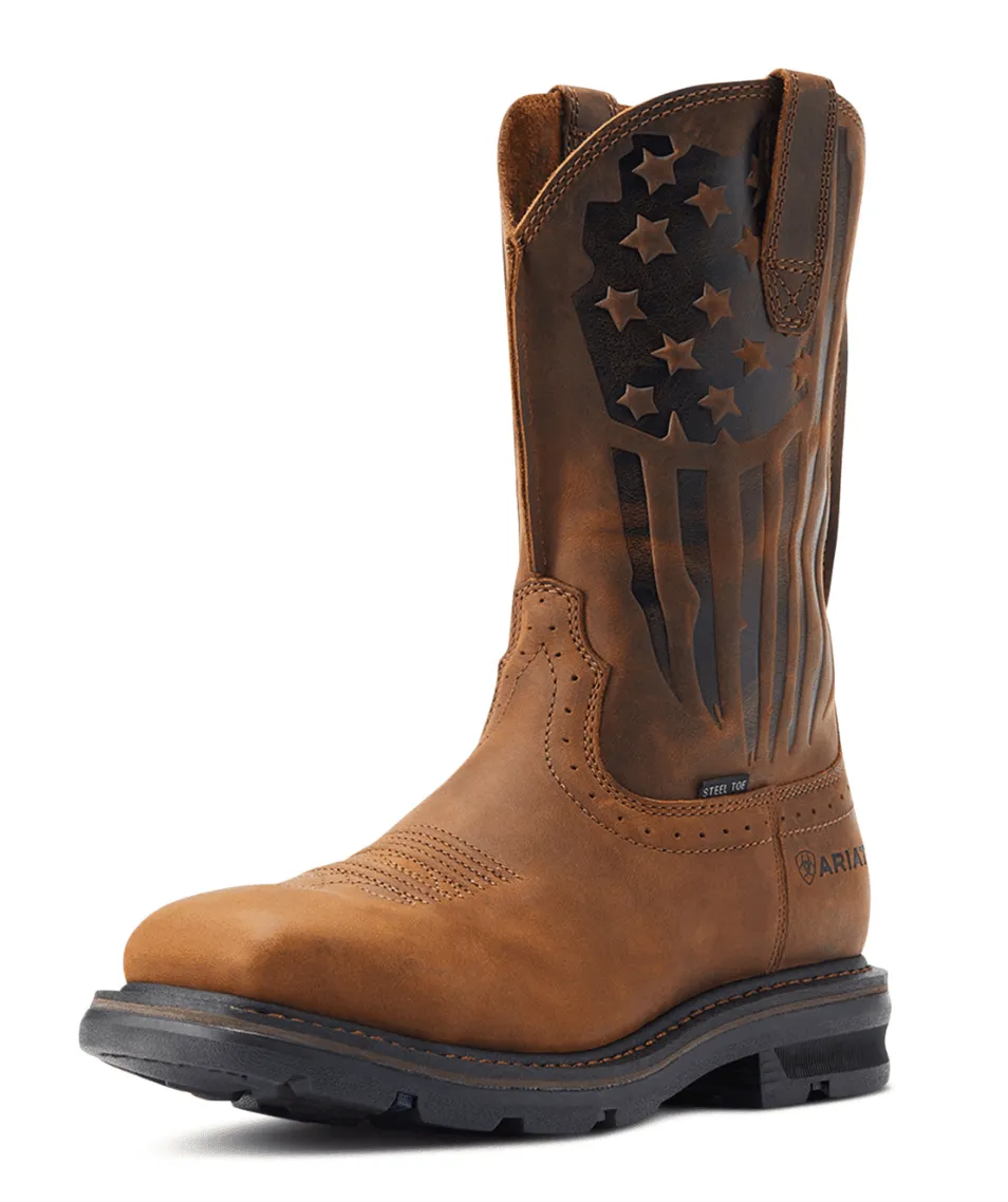 Ariat Men's Sierra Shock Shield Patriot Wide Square Steel Toe Cowboy Work Boots 10044426