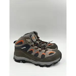 Big Kid Size 4, Gray High Top Hiker w/ Orange Accents, Suede Toe and Heel Cover