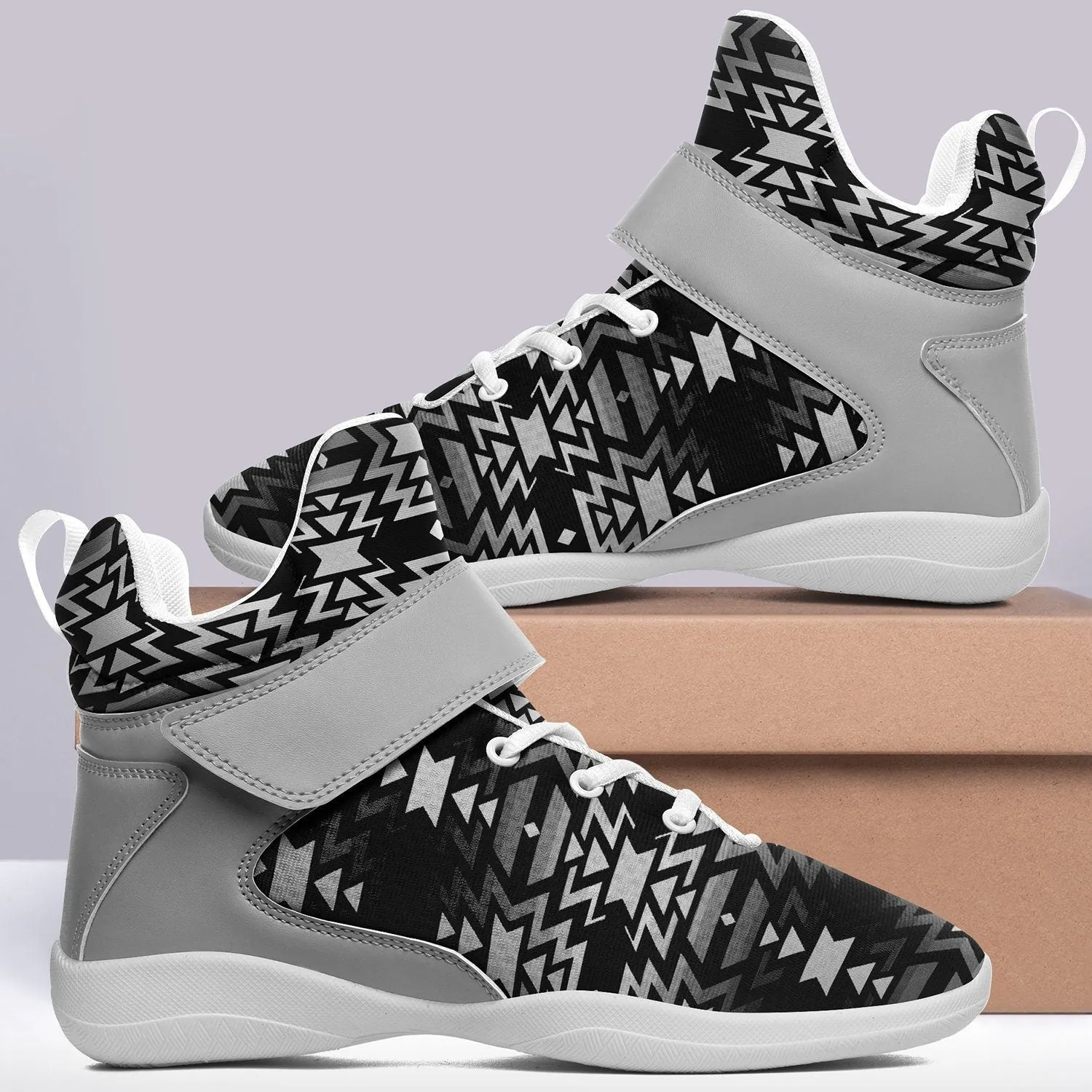 Black Fire Black and White Ipottaa Basketball / Sport High Top Shoes - White Sole