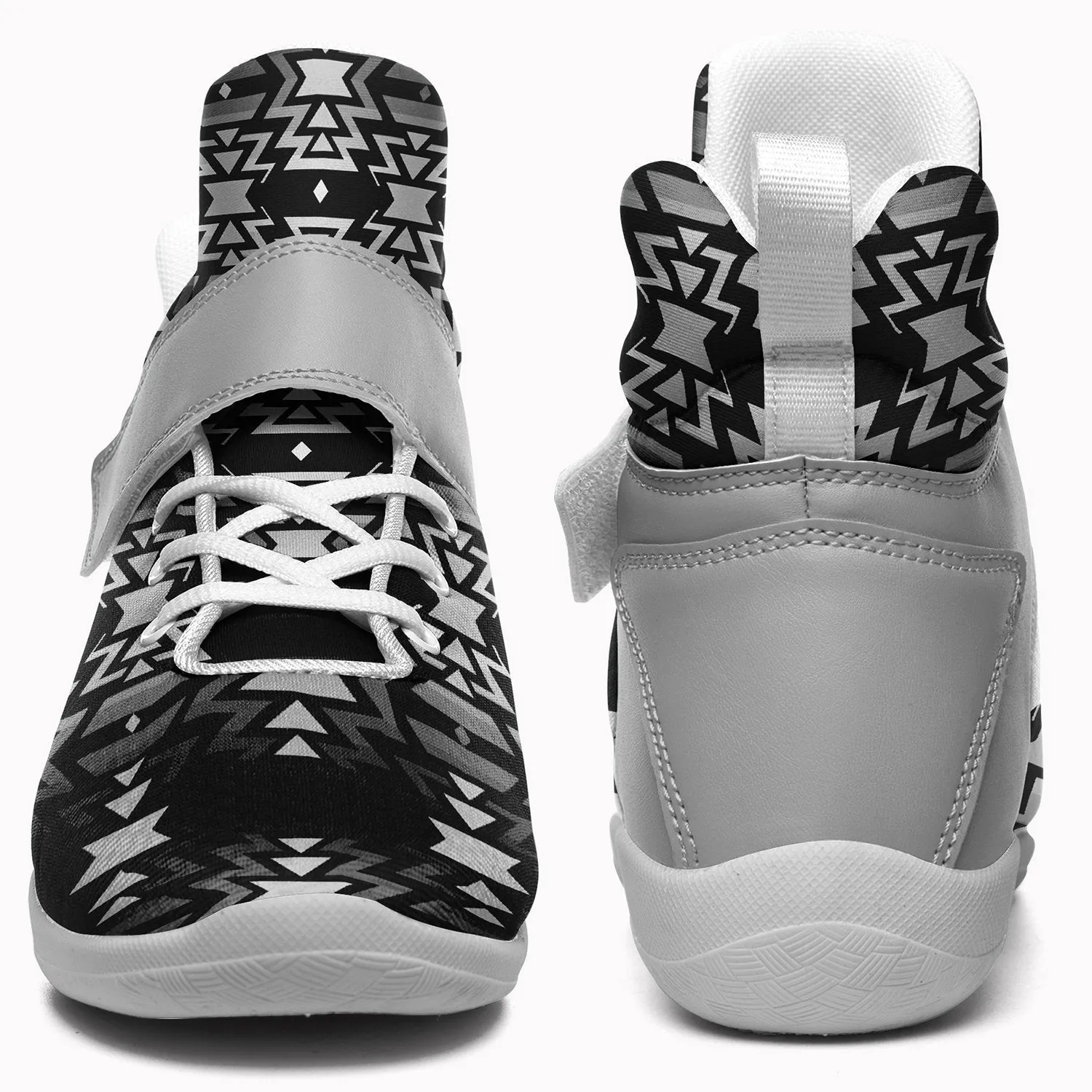 Black Fire Black and White Ipottaa Basketball / Sport High Top Shoes - White Sole