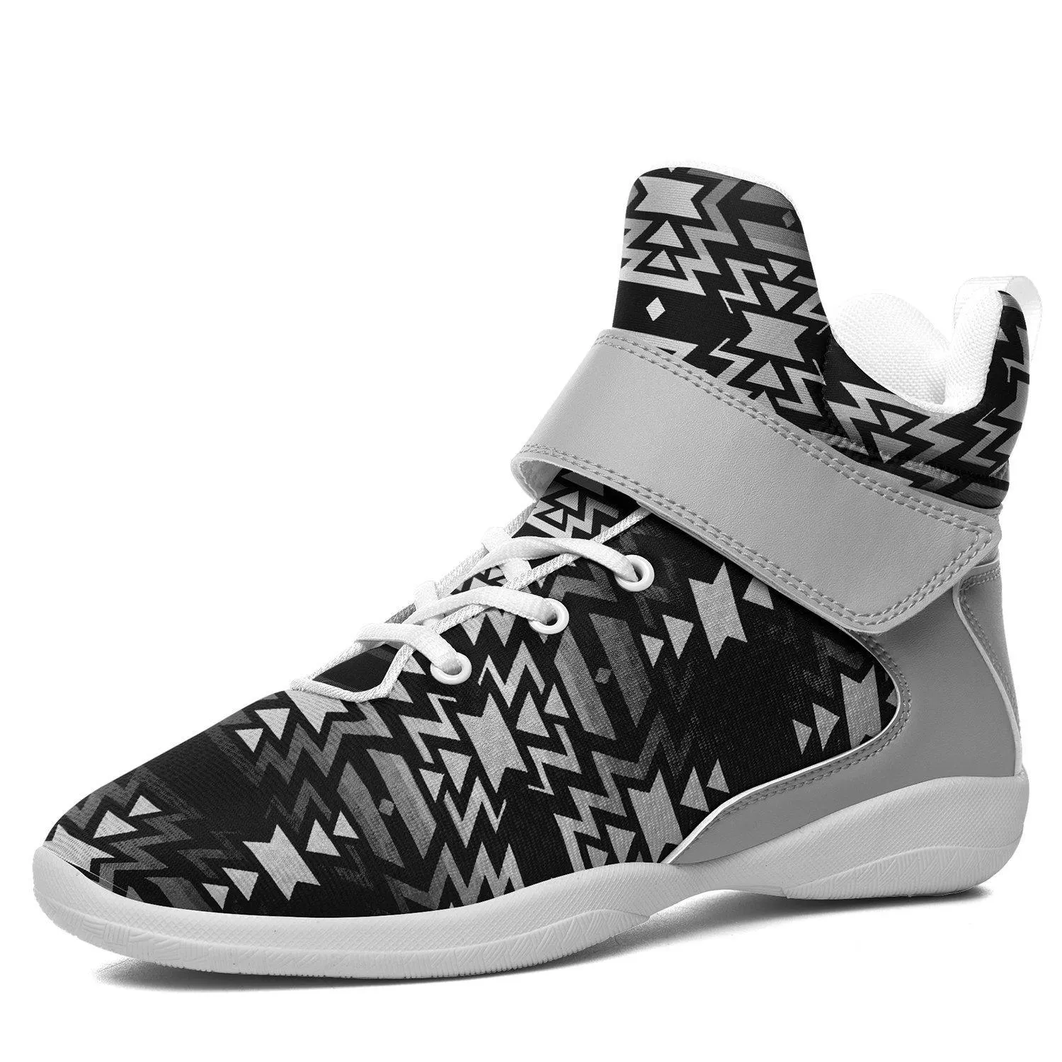 Black Fire Black and White Ipottaa Basketball / Sport High Top Shoes - White Sole