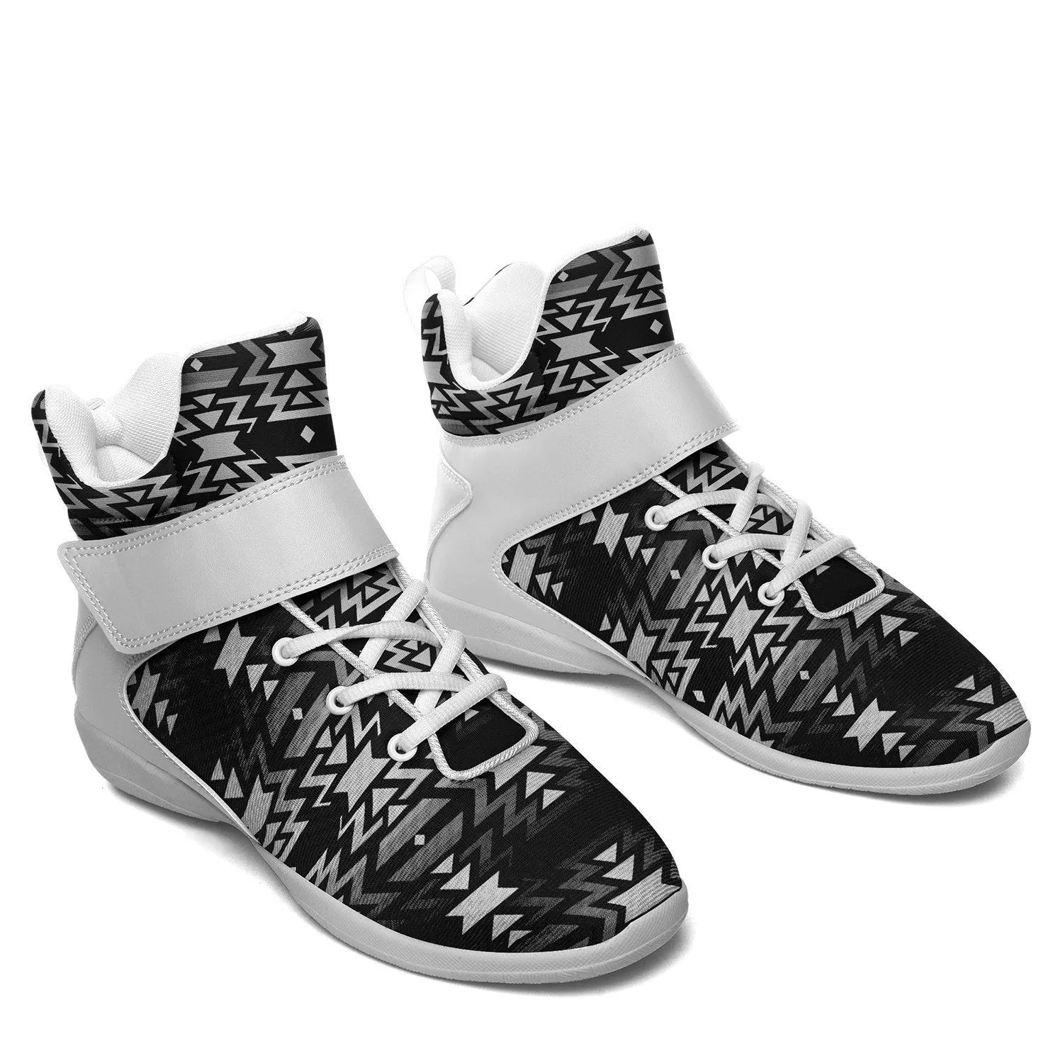 Black Fire Black and White Ipottaa Basketball / Sport High Top Shoes - White Sole