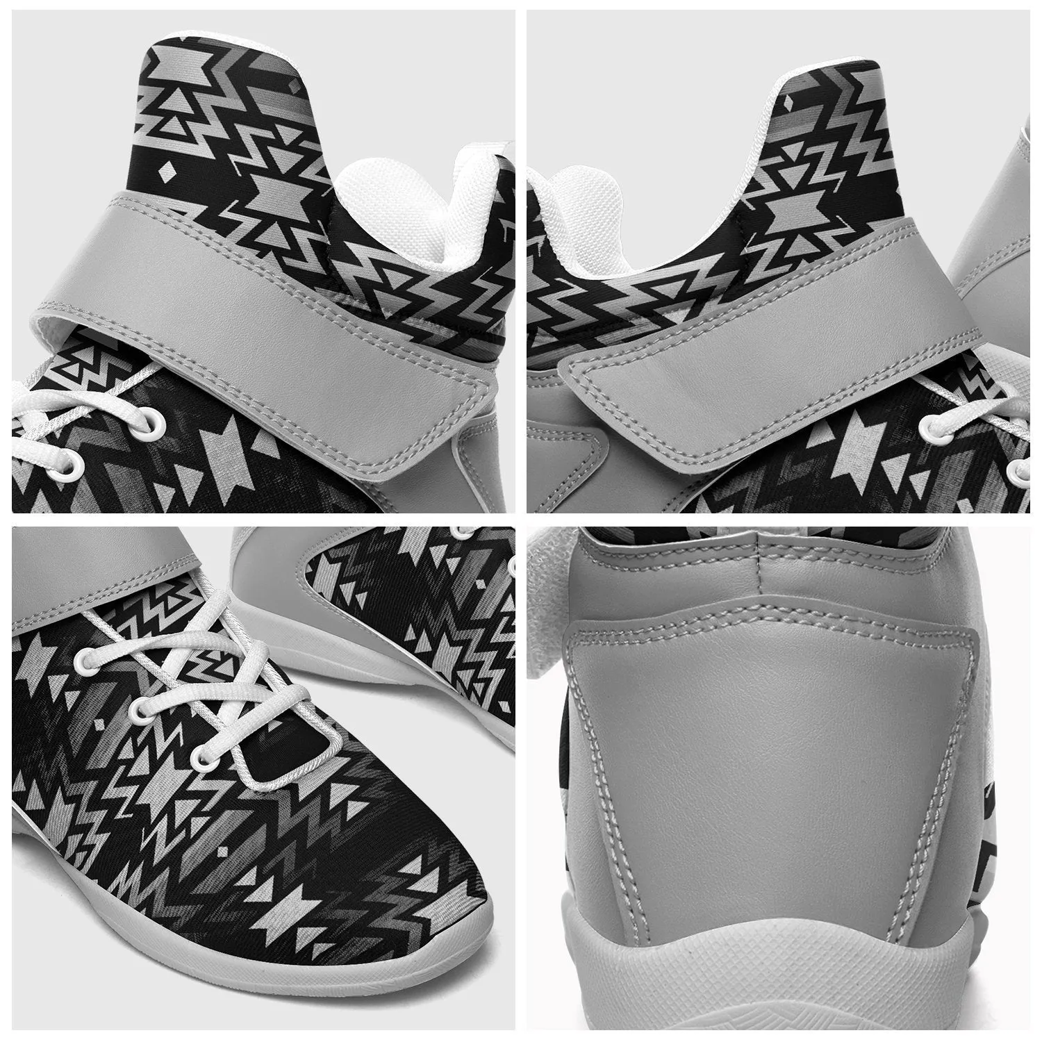 Black Fire Black and White Ipottaa Basketball / Sport High Top Shoes - White Sole