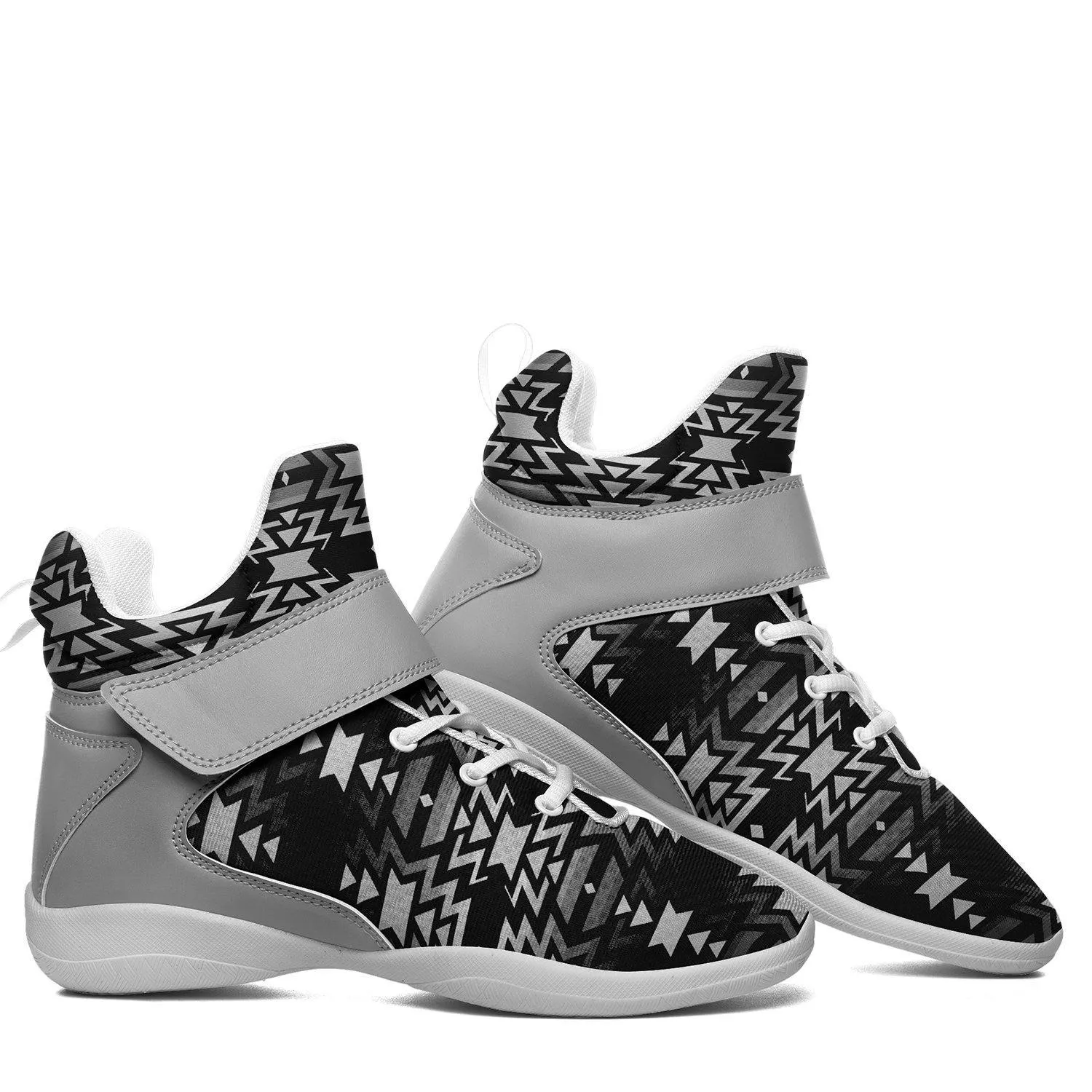 Black Fire Black and White Ipottaa Basketball / Sport High Top Shoes - White Sole