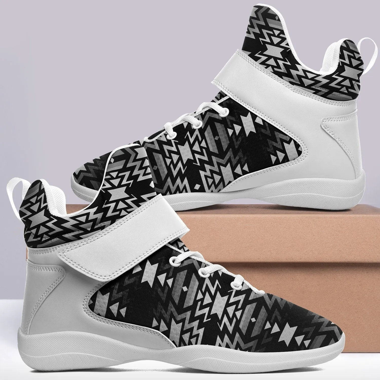 Black Fire Black and White Ipottaa Basketball / Sport High Top Shoes - White Sole