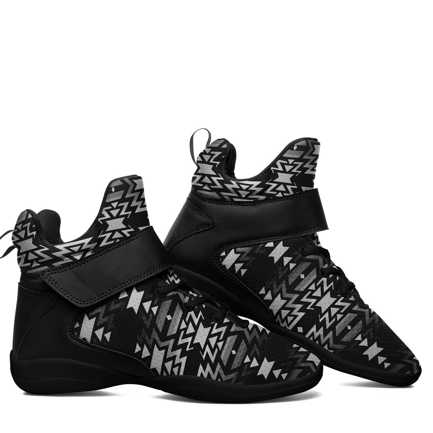 Black Fire Black and White Ipottaa Basketball / Sport High Top Shoes