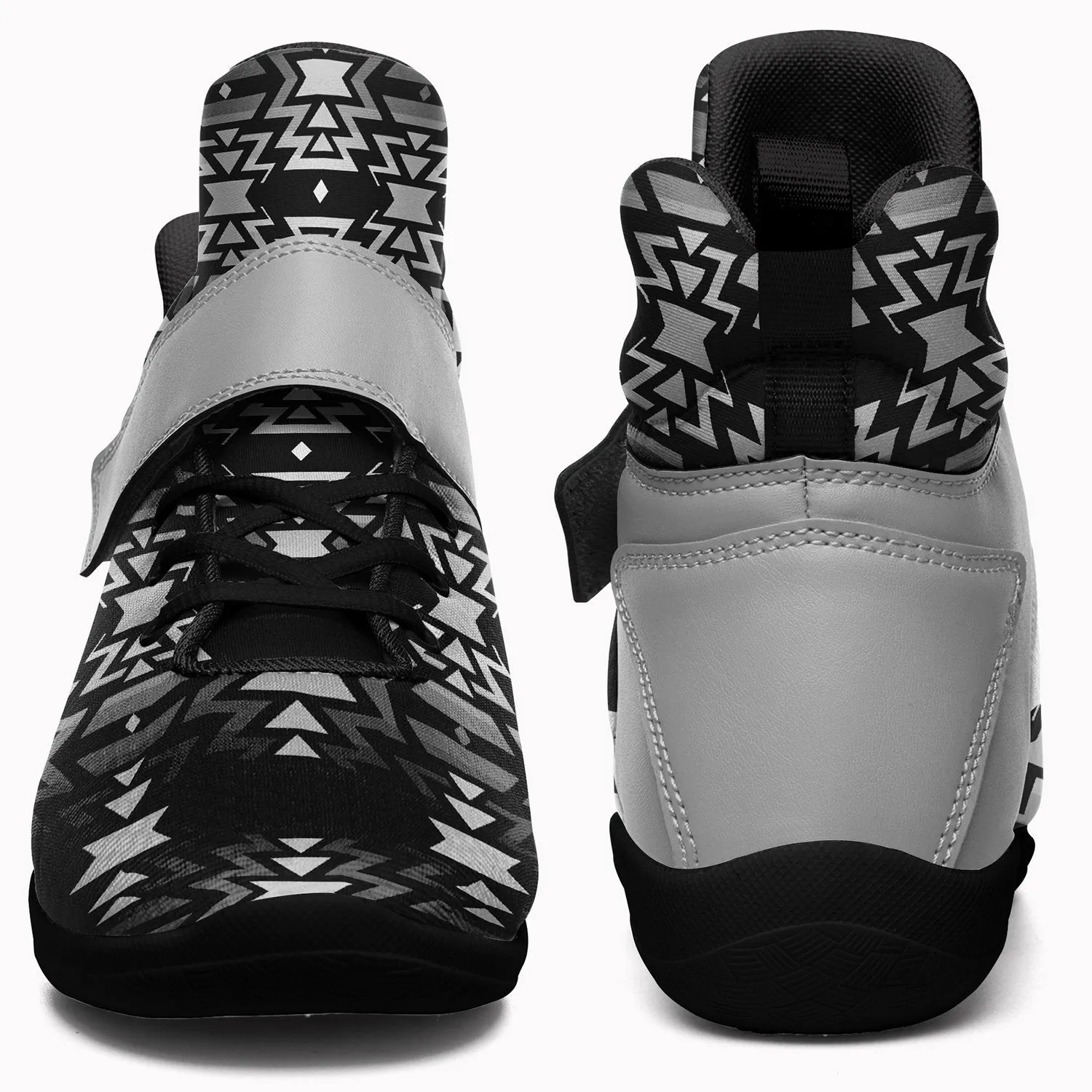 Black Fire Black and White Ipottaa Basketball / Sport High Top Shoes