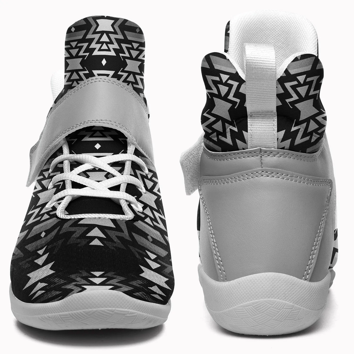 Black Fire Black and White Ipottaa Basketball / Sport High Top Shoes