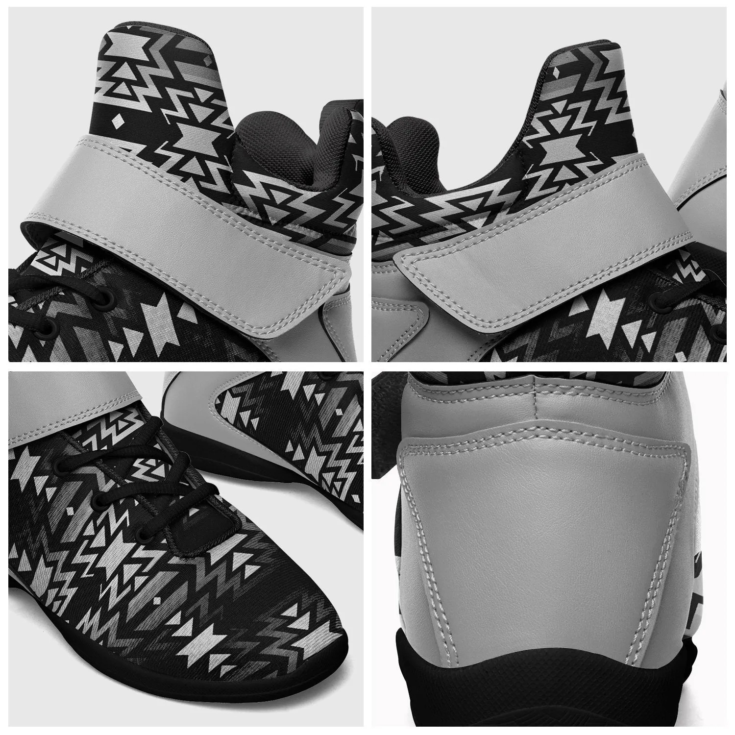 Black Fire Black and White Ipottaa Basketball / Sport High Top Shoes