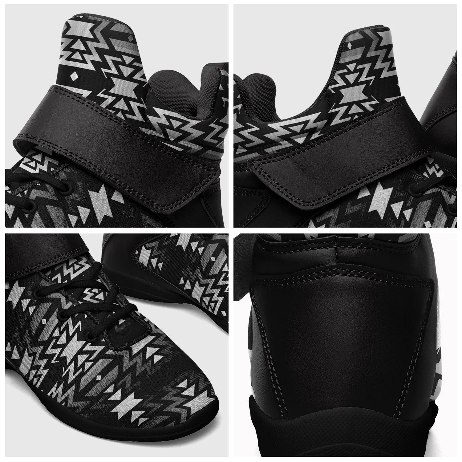 Black Fire Black and White Ipottaa Basketball / Sport High Top Shoes