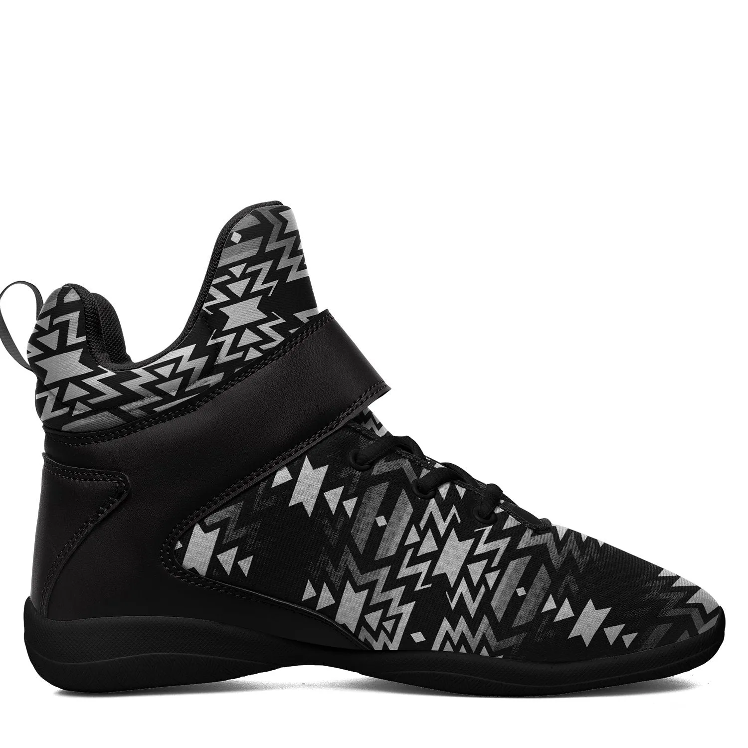 Black Fire Black and White Ipottaa Basketball / Sport High Top Shoes