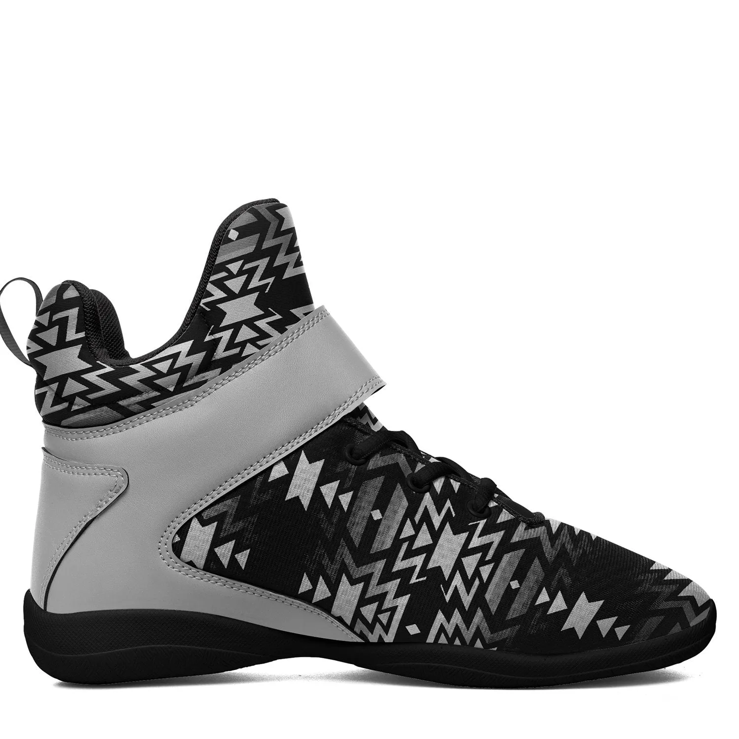 Black Fire Black and White Ipottaa Basketball / Sport High Top Shoes