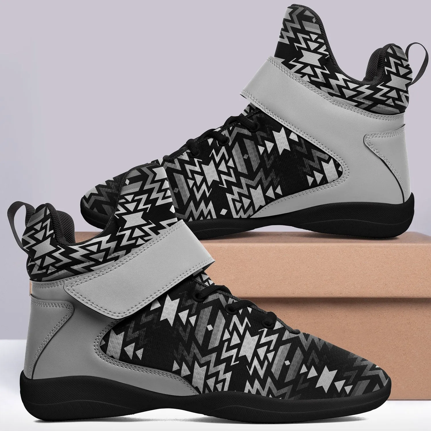 Black Fire Black and White Ipottaa Basketball / Sport High Top Shoes