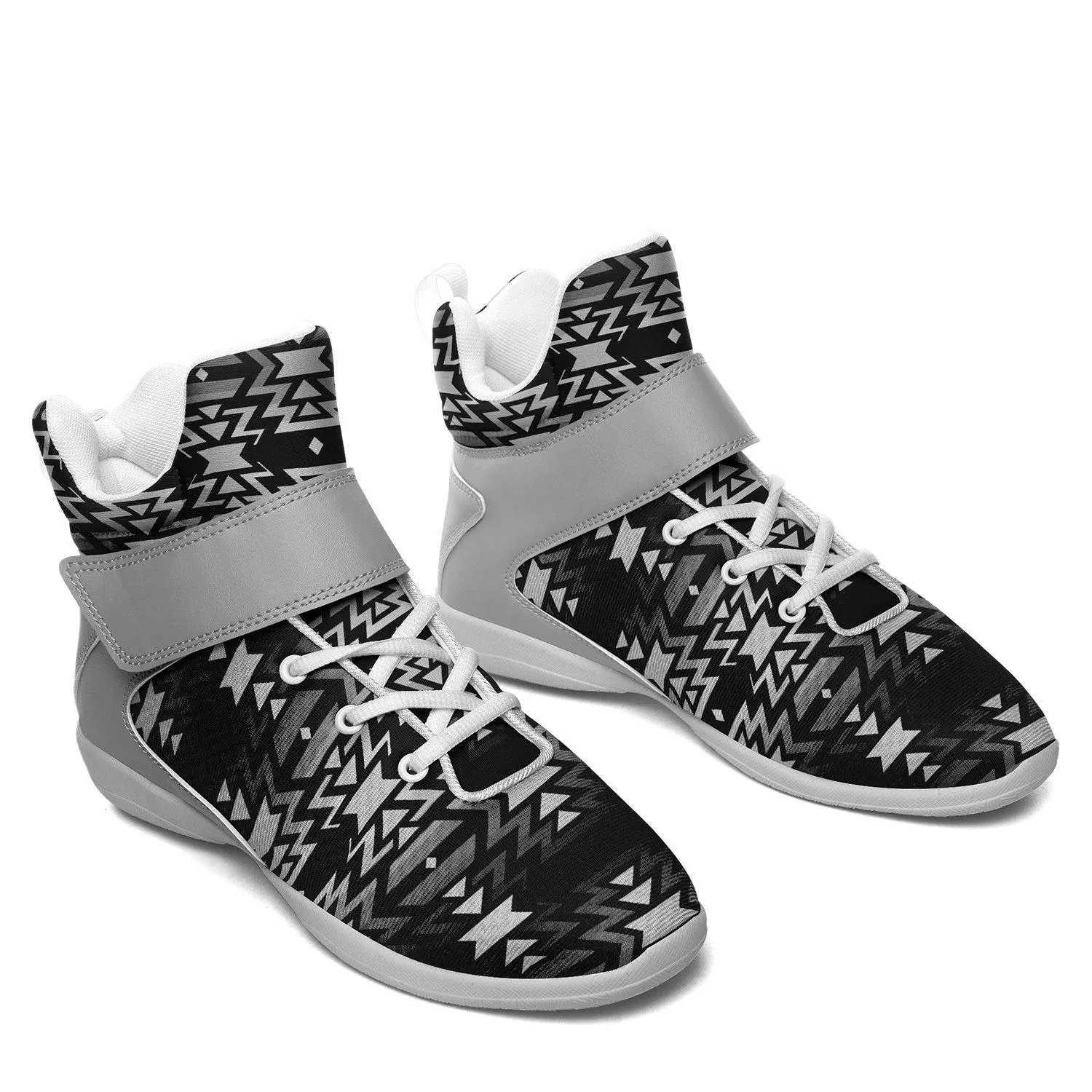 Black Fire Black and White Ipottaa Basketball / Sport High Top Shoes