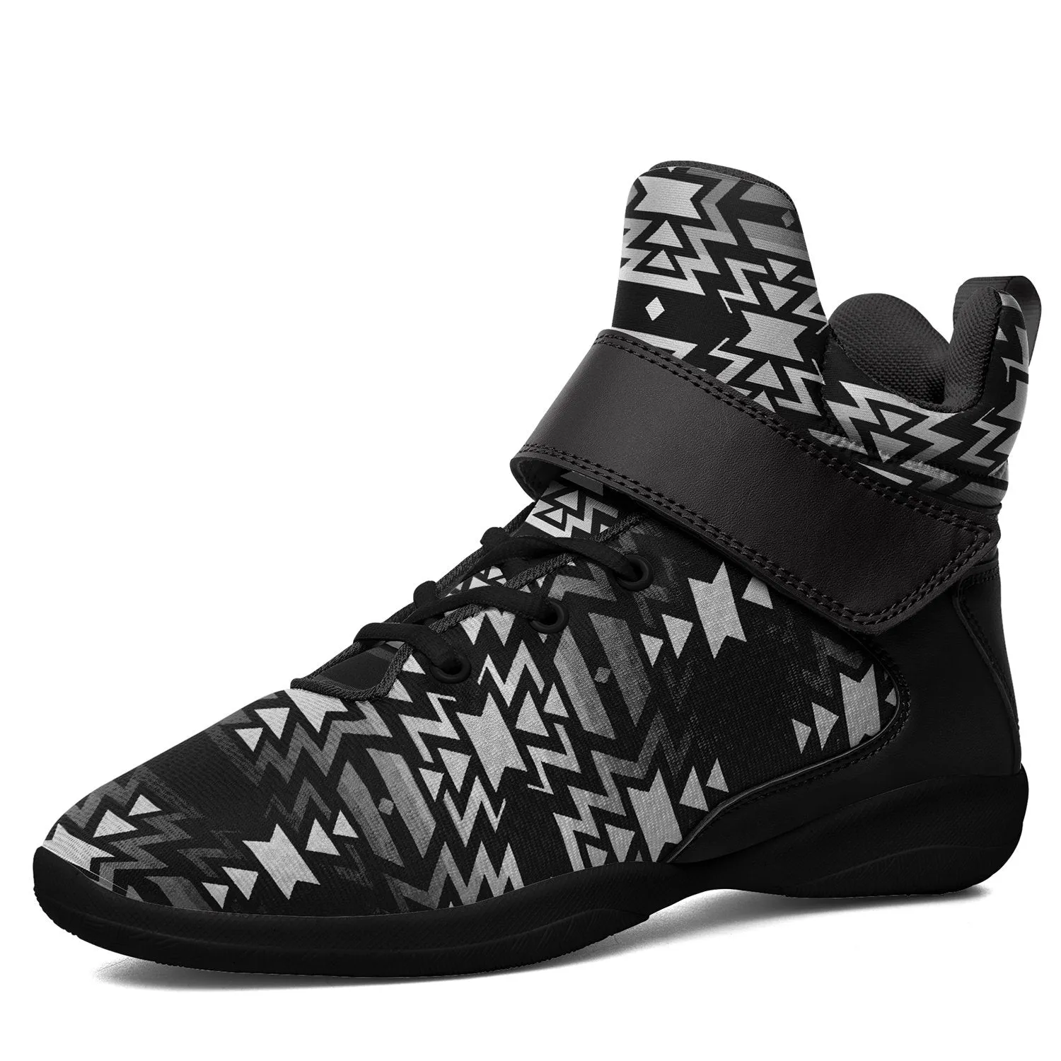 Black Fire Black and White Ipottaa Basketball / Sport High Top Shoes