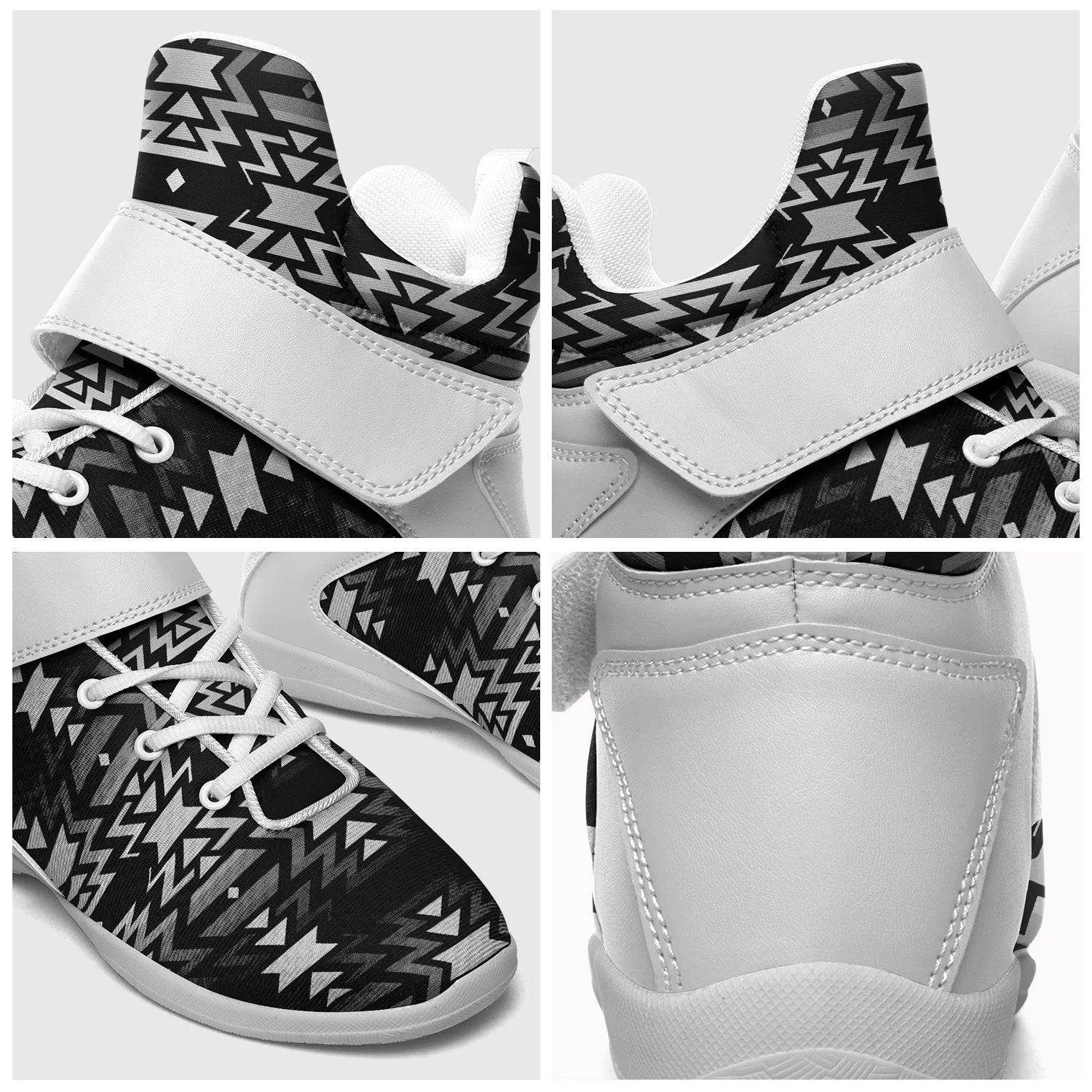 Black Fire Black and White Ipottaa Basketball / Sport High Top Shoes