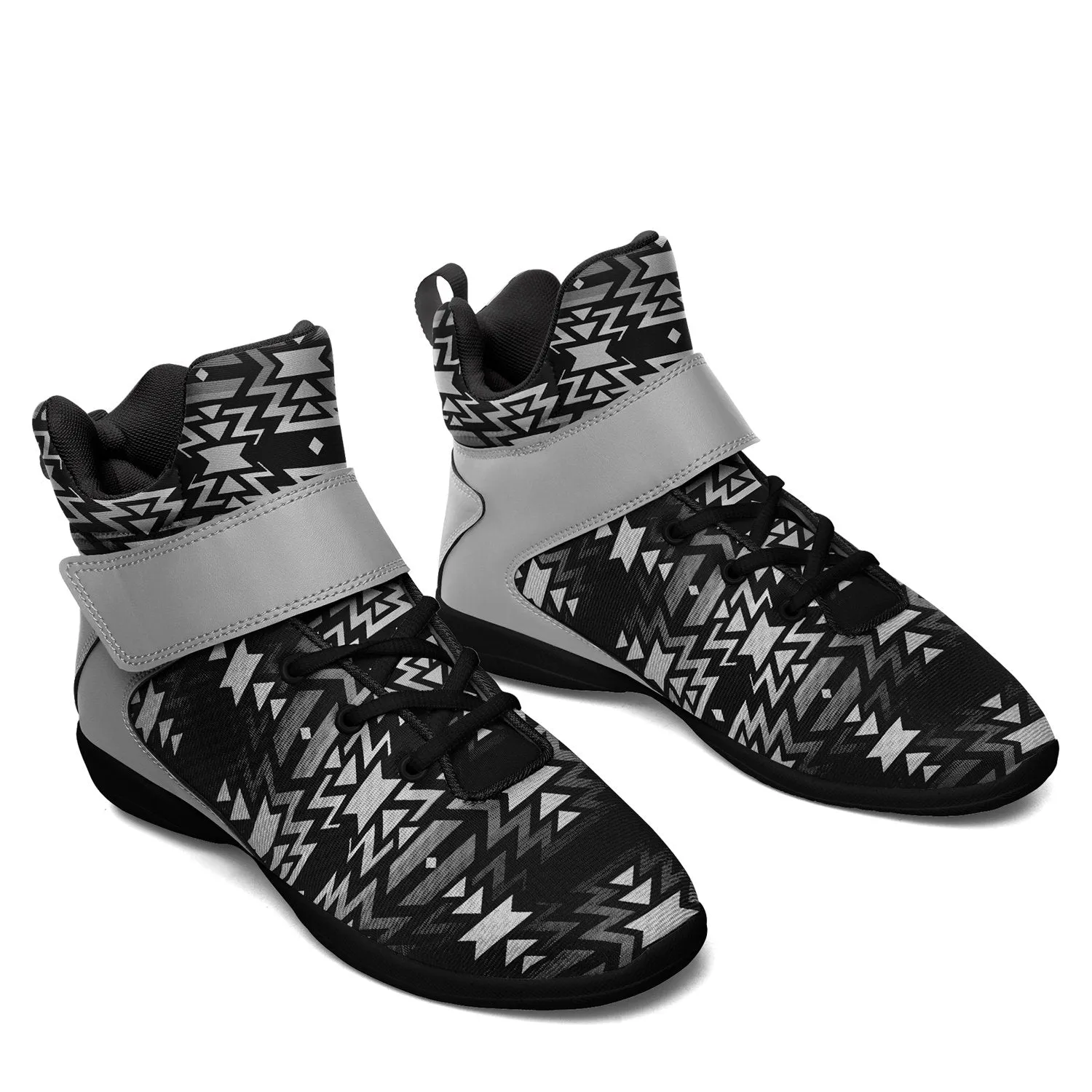 Black Fire Black and White Ipottaa Basketball / Sport High Top Shoes