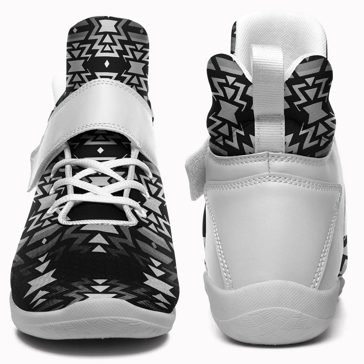 Black Fire Black and White Ipottaa Basketball / Sport High Top Shoes