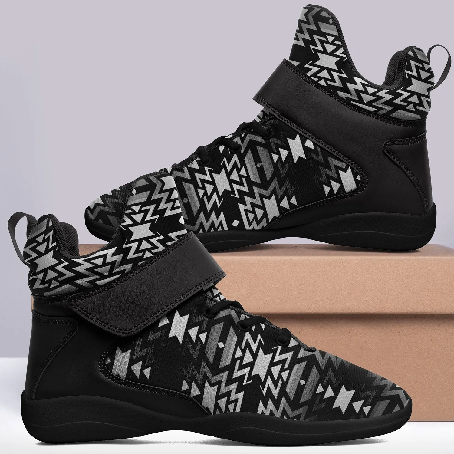 Black Fire Black and White Ipottaa Basketball / Sport High Top Shoes