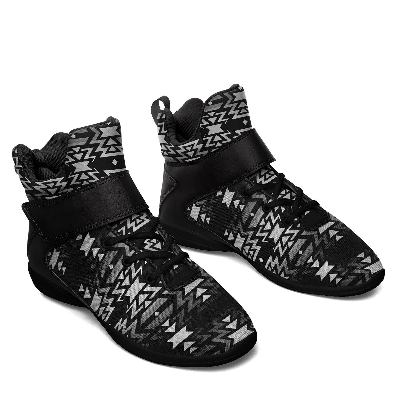 Black Fire Black and White Ipottaa Basketball / Sport High Top Shoes