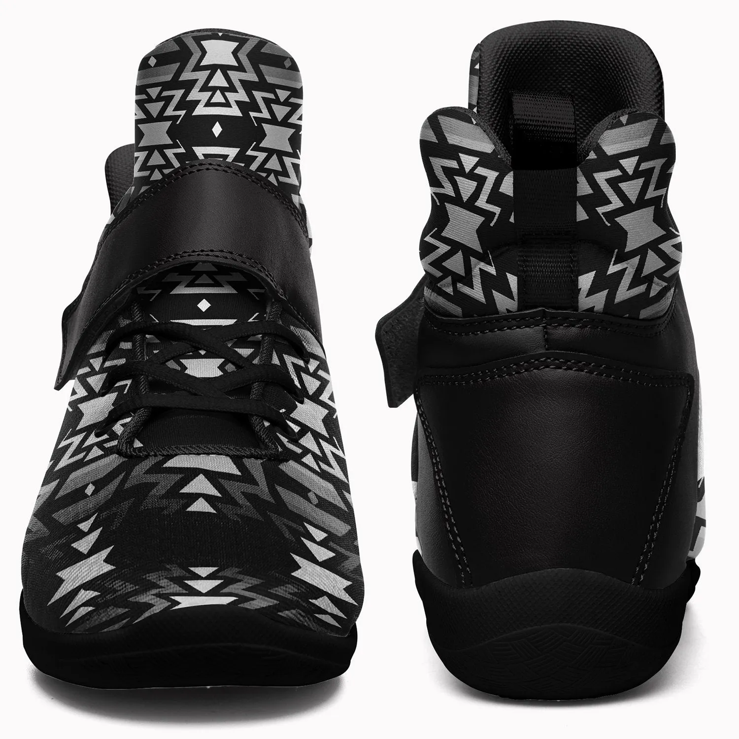 Black Fire Black and White Ipottaa Basketball / Sport High Top Shoes