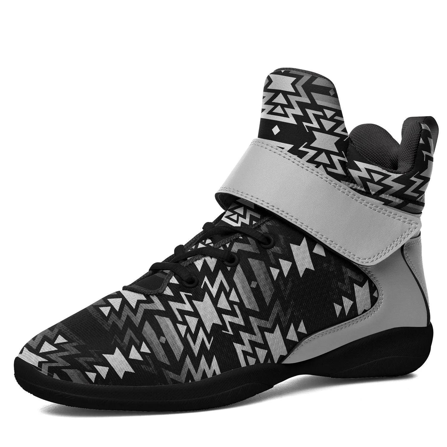 Black Fire Black and White Ipottaa Basketball / Sport High Top Shoes