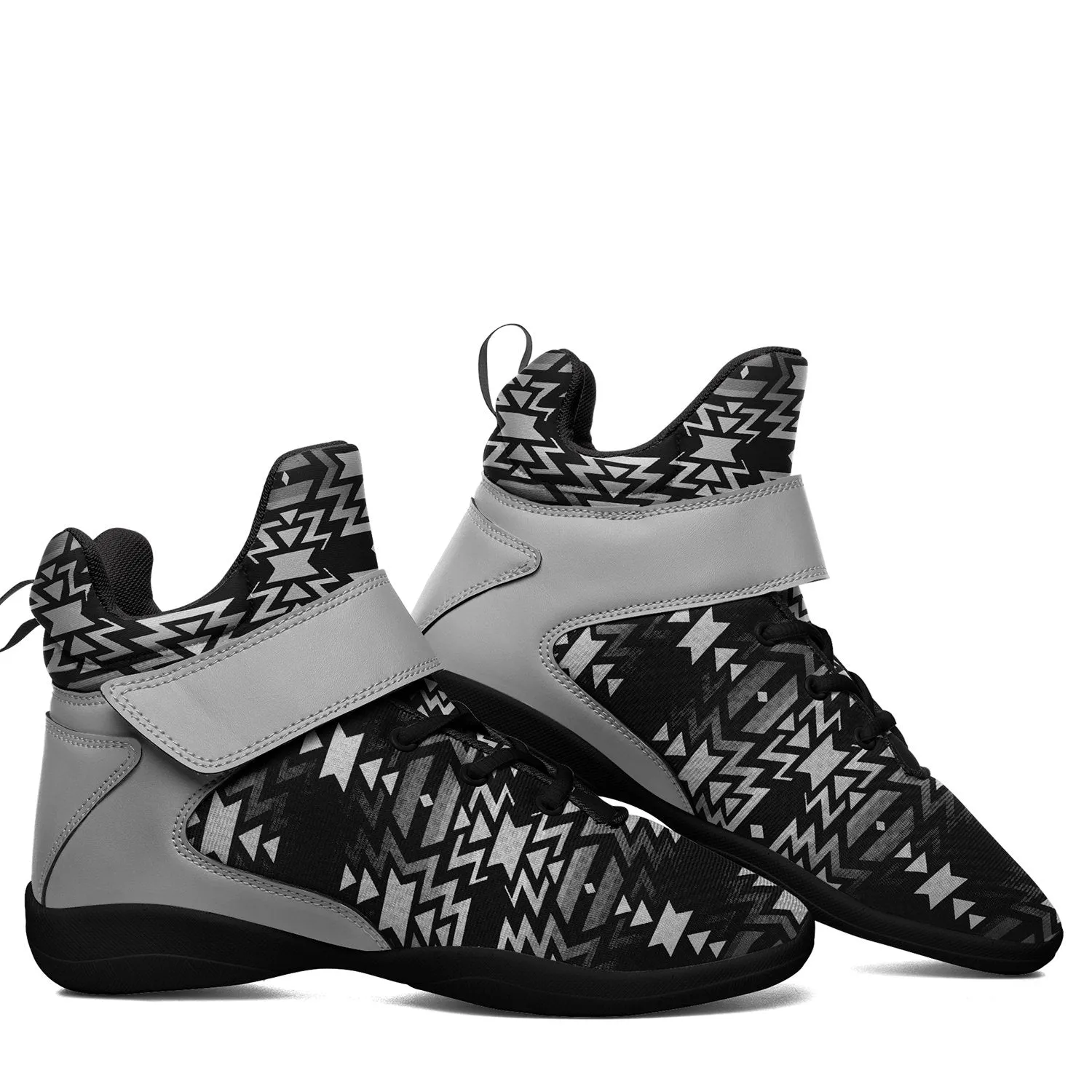 Black Fire Black and White Ipottaa Basketball / Sport High Top Shoes