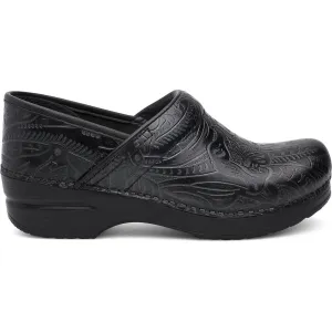 DANSKO WIDE Professional Black Tooled Leather Clogs