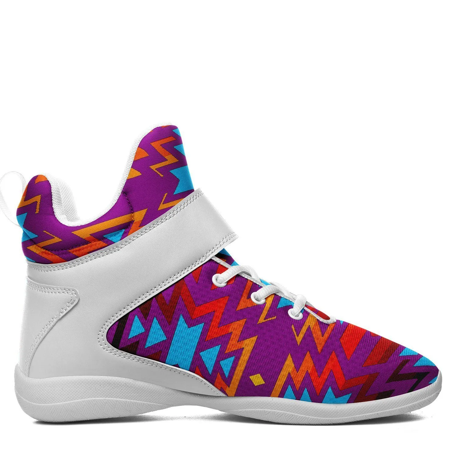 Fire Colors and Turquoise Purple Kid's Ipottaa Basketball / Sport High Top Shoes