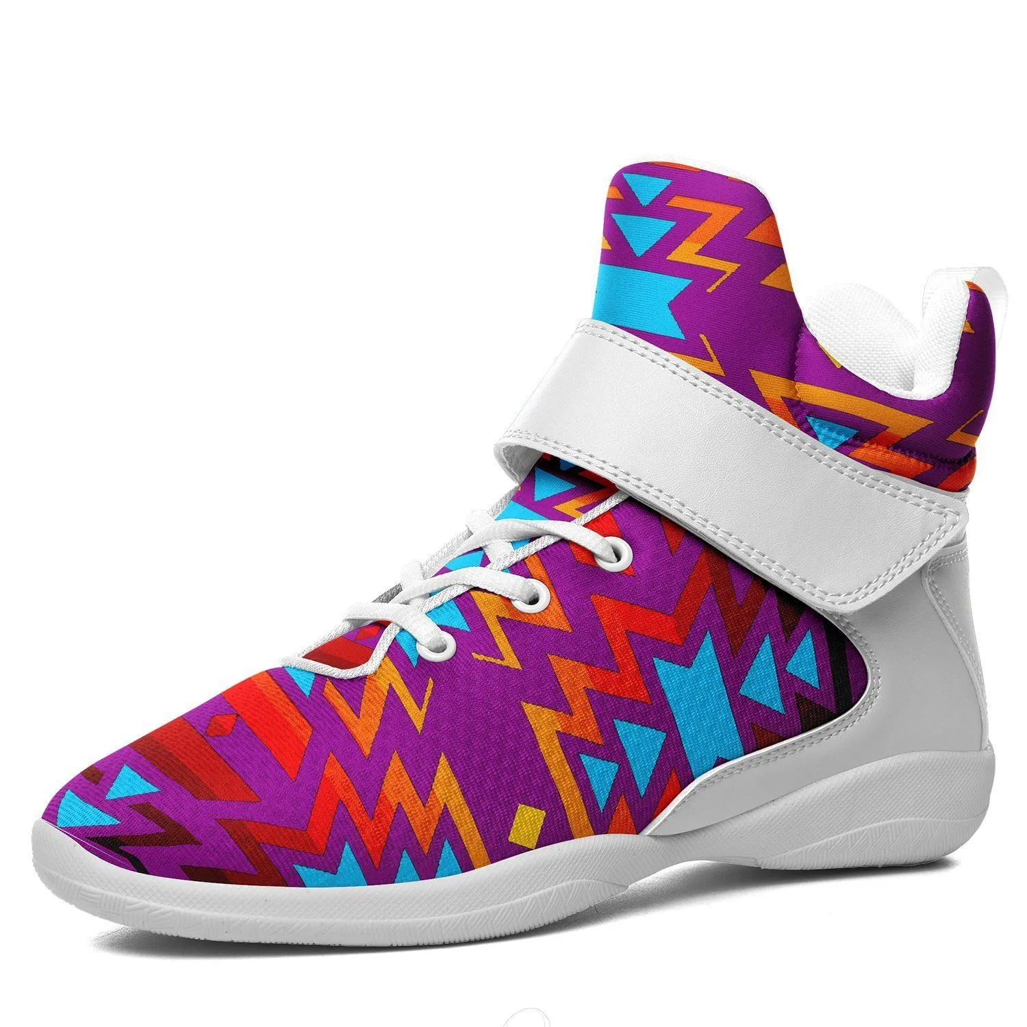 Fire Colors and Turquoise Purple Kid's Ipottaa Basketball / Sport High Top Shoes