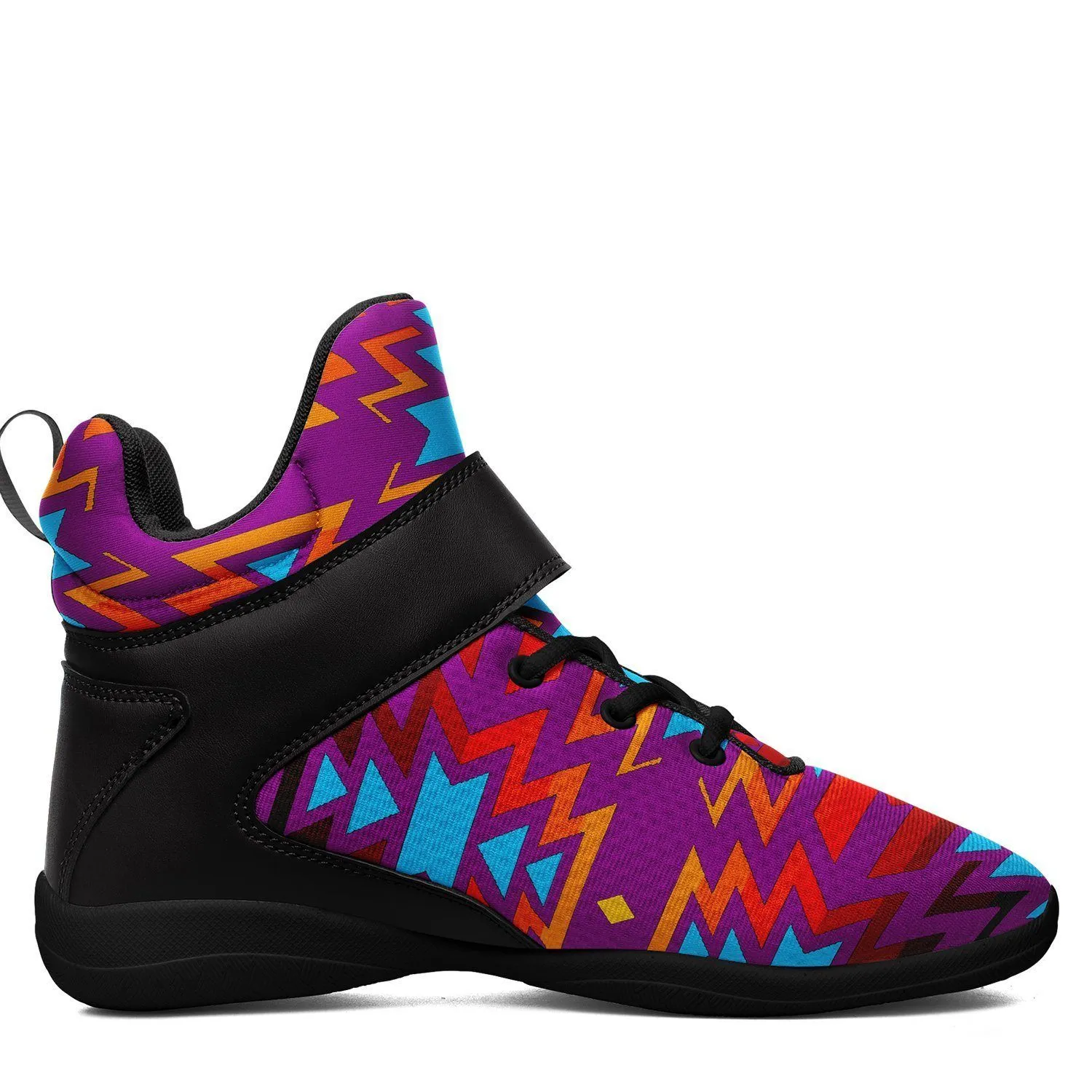 Fire Colors and Turquoise Purple Kid's Ipottaa Basketball / Sport High Top Shoes