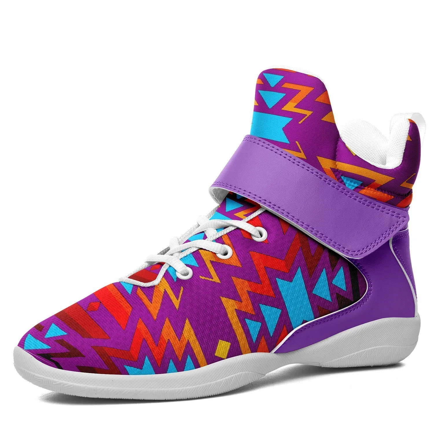 Fire Colors and Turquoise Purple Kid's Ipottaa Basketball / Sport High Top Shoes