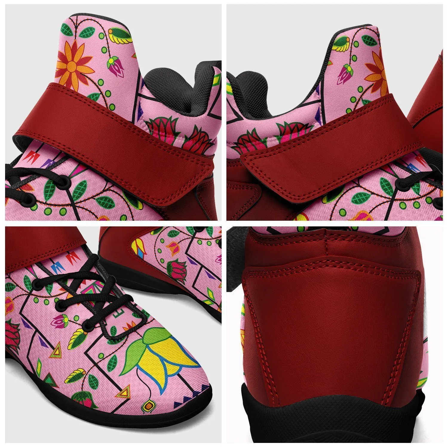 Geometric Floral Summer Sunset Ipottaa Basketball / Sport High Top Shoes - Black Sole