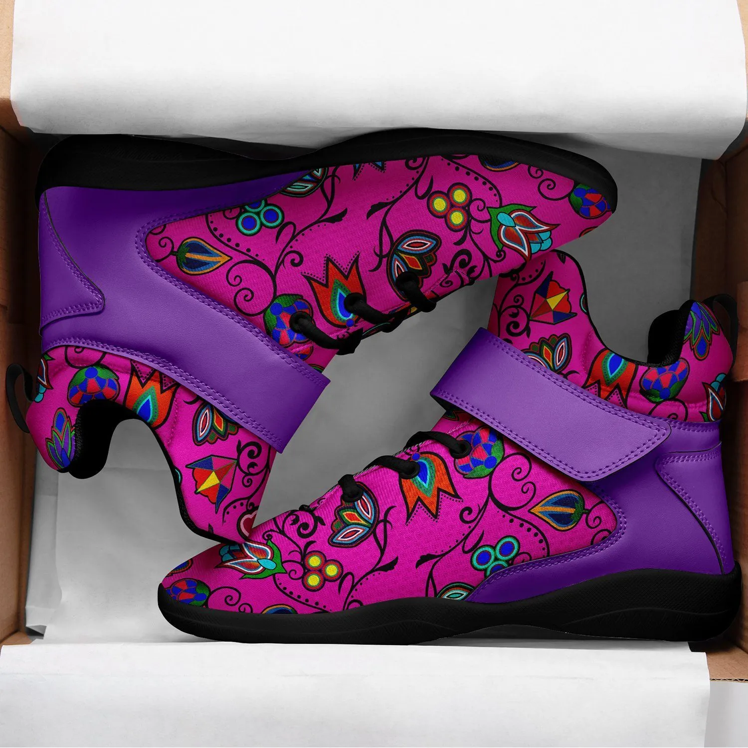 Indigenous Paisley Ipottaa Basketball / Sport High Top Shoes - Black Sole