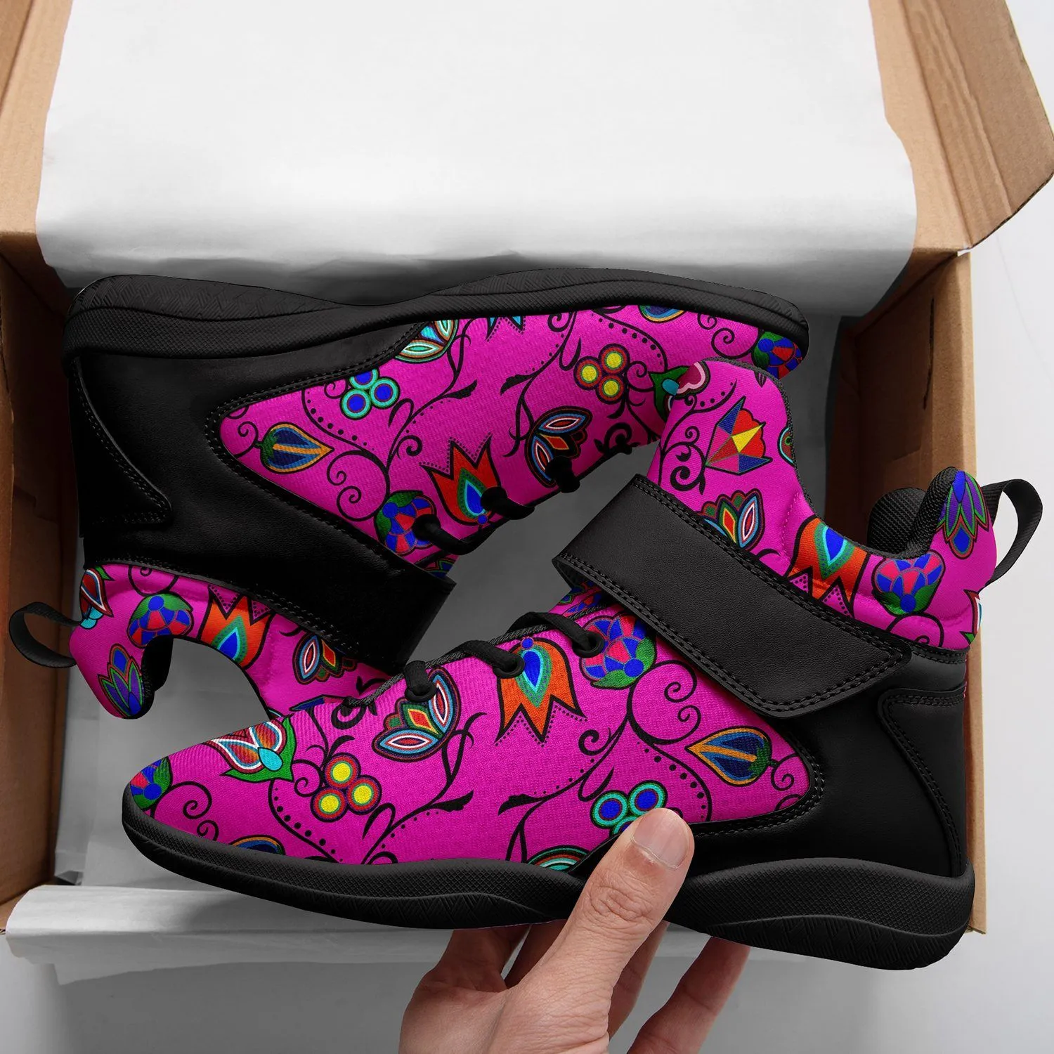 Indigenous Paisley Ipottaa Basketball / Sport High Top Shoes - Black Sole