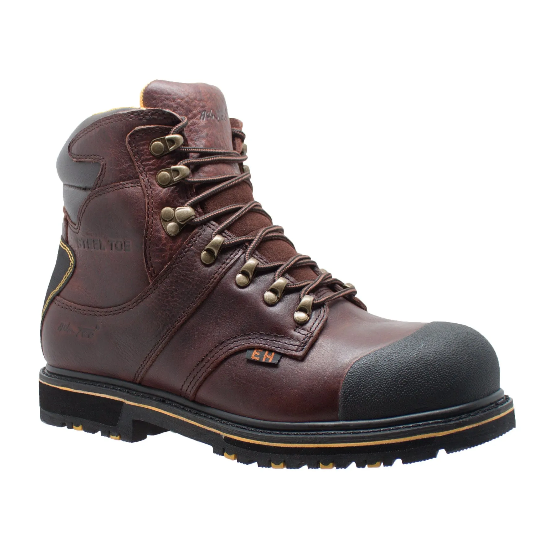 Men's 6" Steel Toe Waterproof Work Boot Dark Brown - 9722