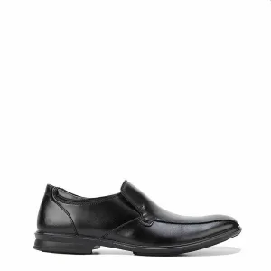 Mens Hush Puppies Cahill Extra Wide Black Leather Work Slip On Shoes