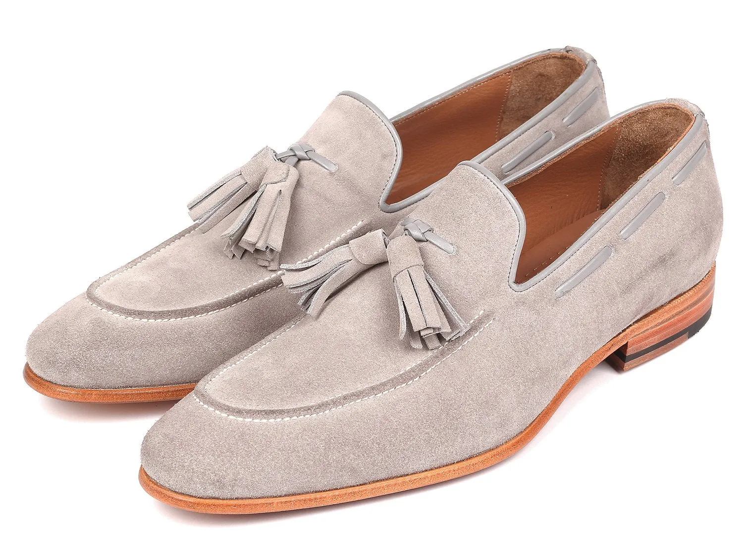 Paul Parkman Grey Suede Tassel Loafers