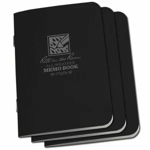 Rite in the Rain Mini Stapled Waterproof Notebook Black 3-Pack