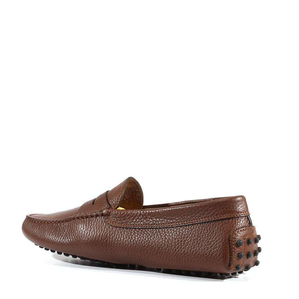 Tods Men's Designer Shoes Gommini Driving Textured leather Loafers Brown (TDM22)